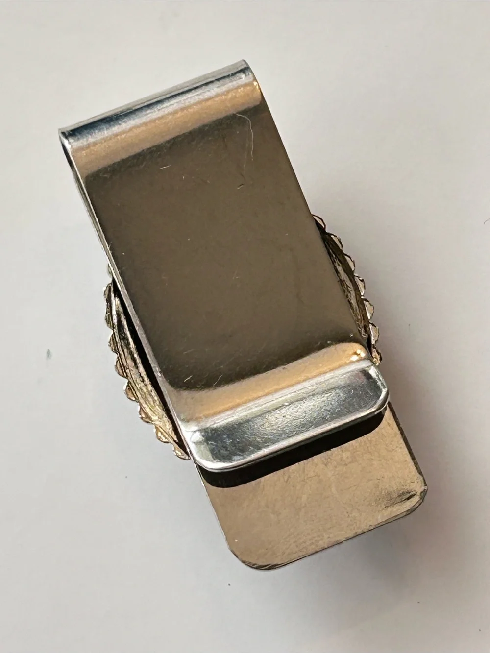 Antique style silvertone money clip, red carnelian agate stone